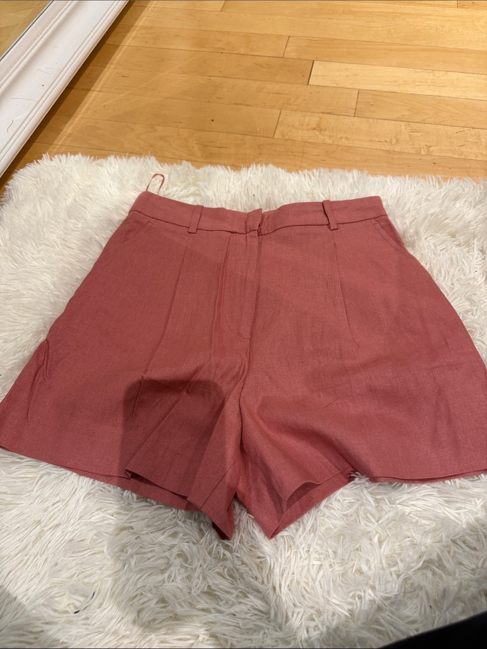 Zara High-Waist Tailored Shorts in Dusty Rose